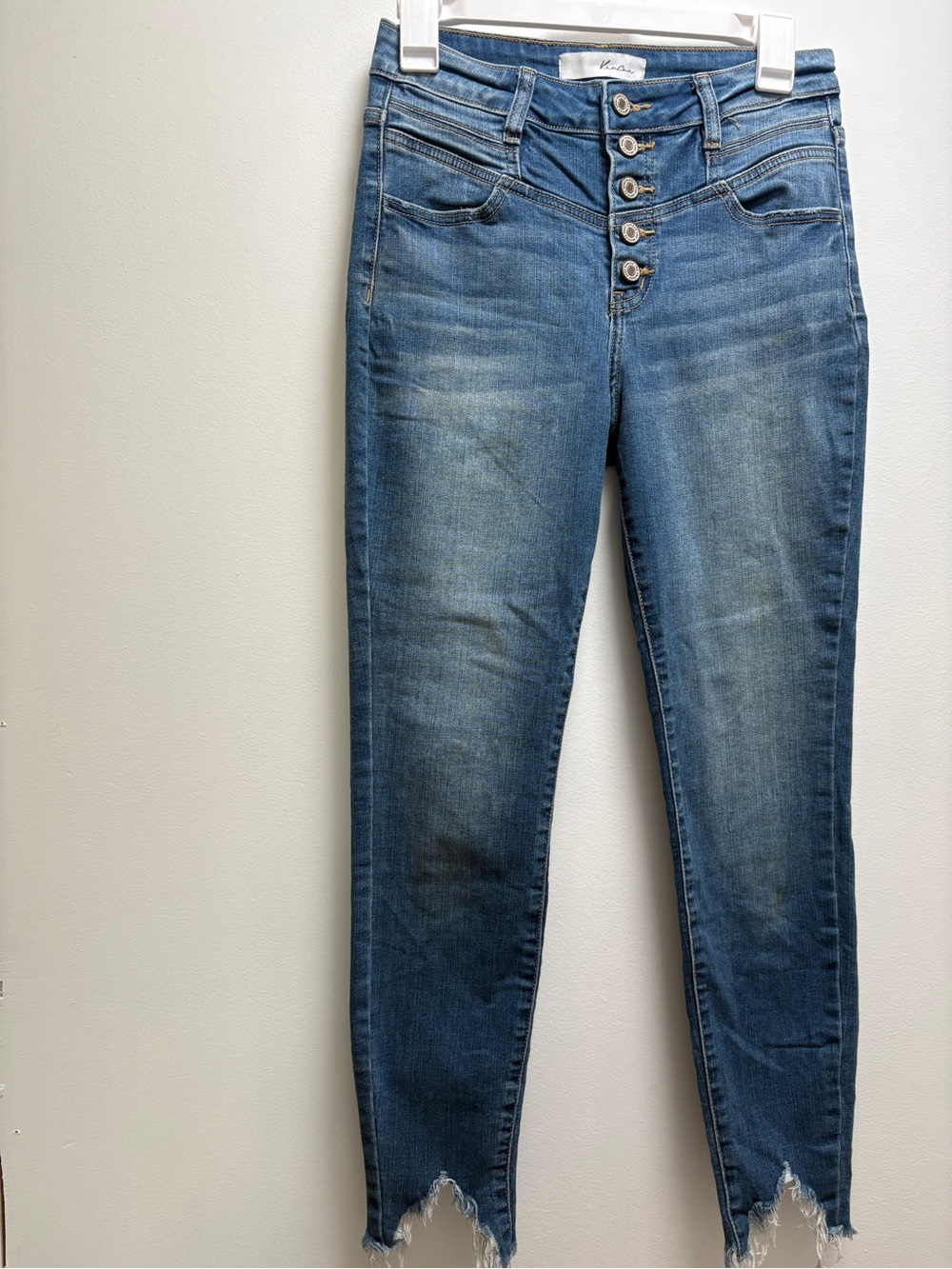 Kan can High-Rise Exposed Button-Fly Frey ankle Women’s Jeans | 7/27 |
